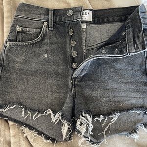 Agolde black denim jean shorts